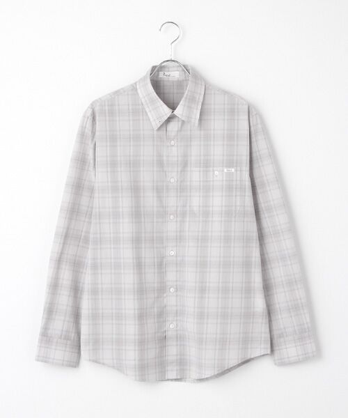 PAPAS / パパス シャツ・ブラウス | ステッチワークブロードチェック ピンホールシャツ（ライトグレー系）