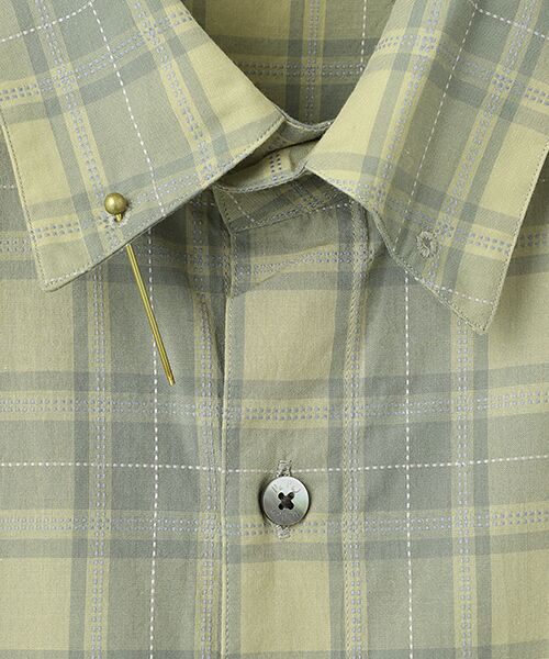 PAPAS / パパス シャツ・ブラウス | ステッチワークブロードチェック ピンホールシャツ | 詳細4