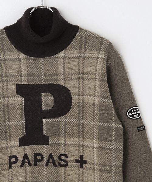 PAPAS / パパス ニット・セーター | ウールダブルジャガードチェック12Gセーター | 詳細2