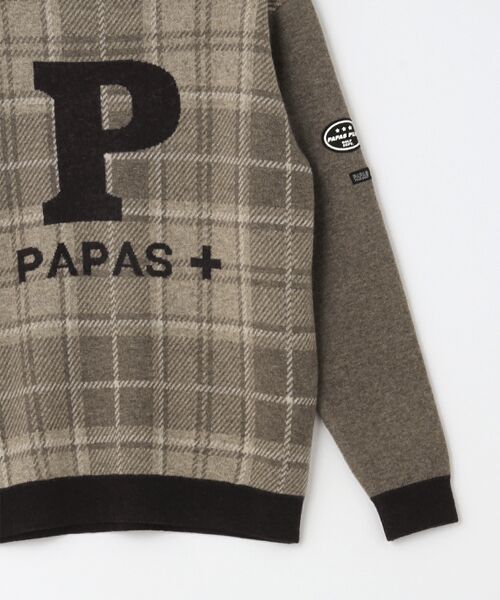 PAPAS / パパス ニット・セーター | ウールダブルジャガードチェック12Gセーター | 詳細3