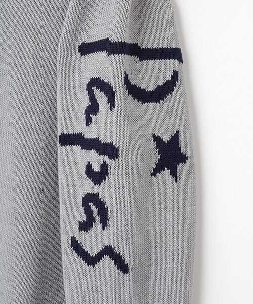 PAPAS / パパス ニット・セーター | シルク混綿麻天竺7G Papasロゴ編み込みセーター | 詳細1