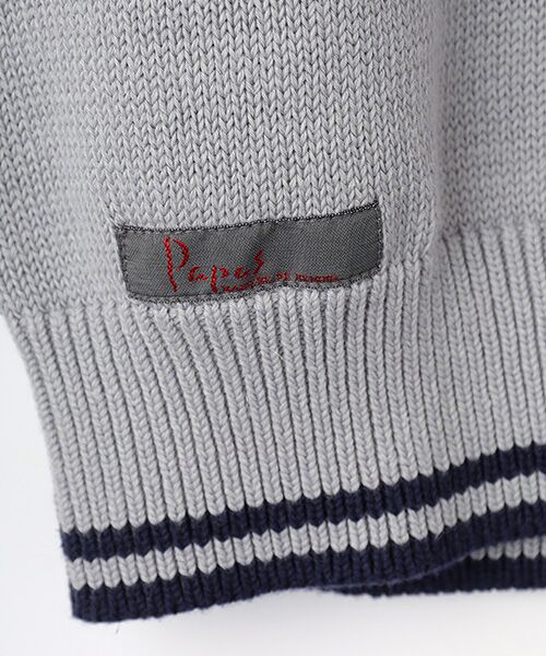 PAPAS / パパス ニット・セーター | シルク混綿麻天竺7G Papasロゴ編み込みセーター | 詳細2