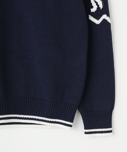 PAPAS / パパス ニット・セーター | シルク混綿麻天竺7G Papasロゴ編み込みセーター | 詳細3