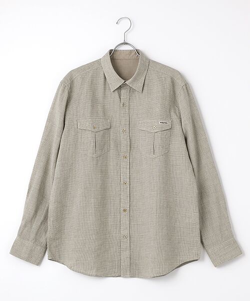 PAPAS / パパス シャツ・ブラウス | ウール/リネン サファリシャツ（ベージュ系）