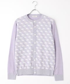 PAPAS / パパス カーディガン・ボレロ | リネンブロックチェックジャガード12Gセーター