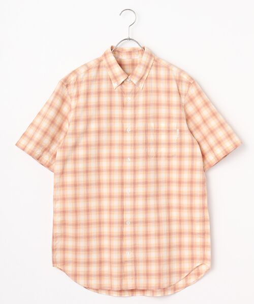 PAPAS / パパス シャツ・ブラウス | パウダータッチポプリンチェックシャツ（ピンク×サーモンピンク）