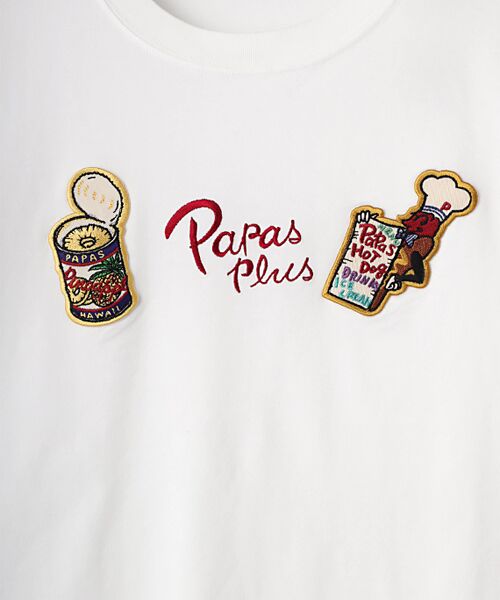 PAPAS / パパス Tシャツ | 40/2ハイゲージ天竺 刺繍&ワッペンTシャツ | 詳細1