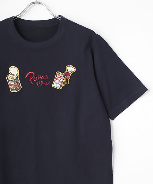 PAPAS / パパス Tシャツ | 40/2ハイゲージ天竺 刺繍&ワッペンTシャツ | 詳細3