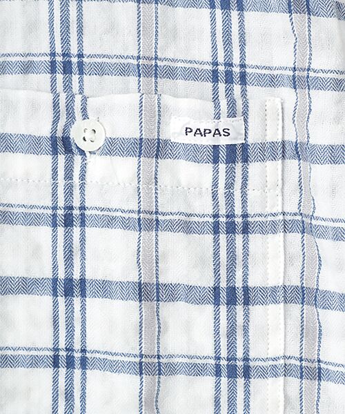 PAPAS / パパス シャツ・ブラウス | シャーリングタッチチェック半袖シャツ | 詳細1