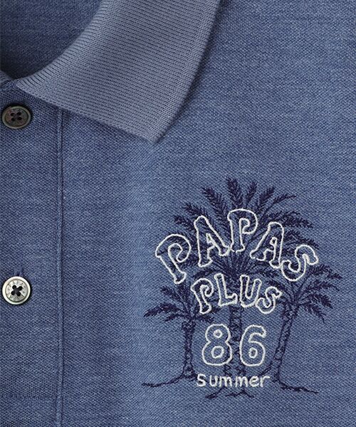 PAPAS / パパス ポロシャツ | エコメイドCOOLMAX鹿の子 ヤシの木刺繍ポロシャツ | 詳細8