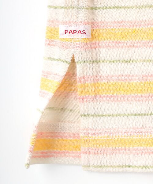 PAPAS / パパス Tシャツ | コットン/リネン マルチボーダーTシャツ | 詳細4