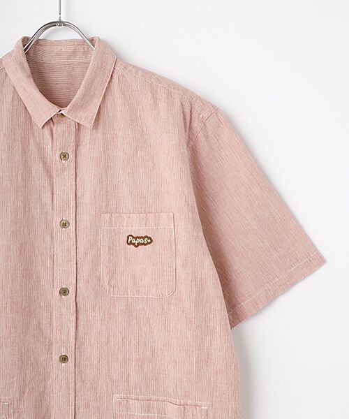 PAPAS / パパス シャツ・ブラウス | 綿麻平織パッチポケットシャツ | 詳細2