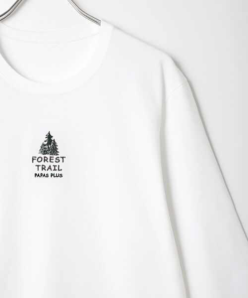 PAPAS / パパス Tシャツ | 天竺刺繍長袖Tシャツ【FOREST】 | 詳細2