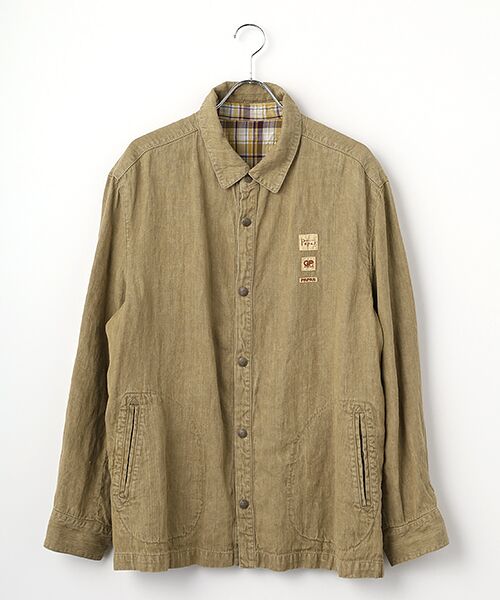 PAPAS / パパス ブルゾン | 10ozリネンデニム シャツ型ブルゾン（アンティークゴールド）