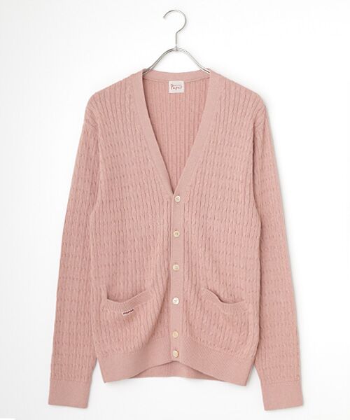 PAPAS/パパス コットンメランジ天竺16G カーディガン ピンク M PAPAS/パパス コットンメランジ天竺16G カーディガン ピンク M