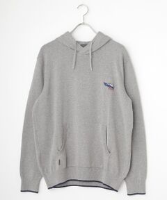 【良品】PAPAS/パパス　スウェット パーカー　ロゴ　ボタンアップ　白　L相当 良品】PAPAS/パパス スウェット パーカー ロゴ ボタンアップ 白