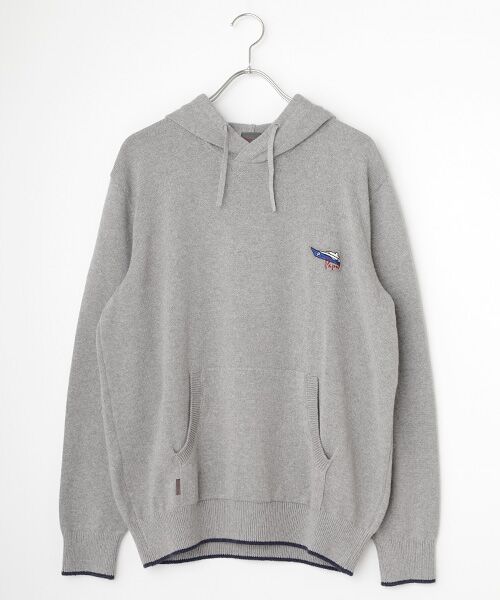 PAPAS / パパス パーカー | コットン/リネン10G ニットパーカー（グレー）