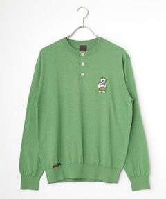 PAPAS / パパス ニット・セーター | コットンメランジ天竺16G ヘンリーネックセーター