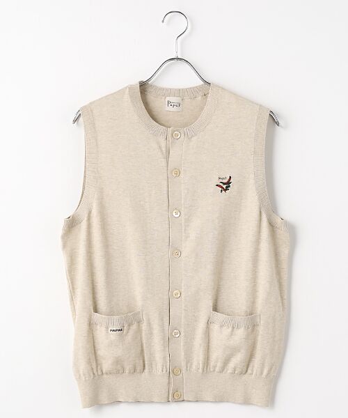 PAPAS / パパス ベスト | コットンメランジ天竺16G ベスト（ベージュ）
