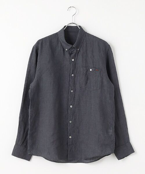 PAPAS/パパス リネンシャンブレー ボタンダウンシャツ チャコール L PAPAS/パパス リネンシャンブレー ボタンダウンシャツ チャコール L
