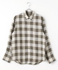PAPAS / パパス シャツ・ブラウス | リネンシャンブレー ブロックチェックシャツ