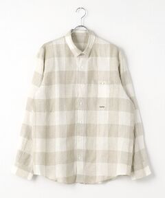 PAPAS / パパス シャツ・ブラウス | リネンシャンブレー ブロックチェックシャツ