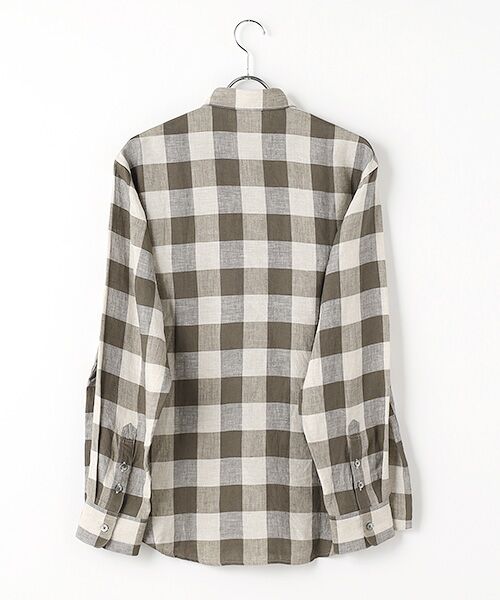 PAPAS / パパス シャツ・ブラウス | リネンシャンブレー ブロックチェックシャツ | 詳細1