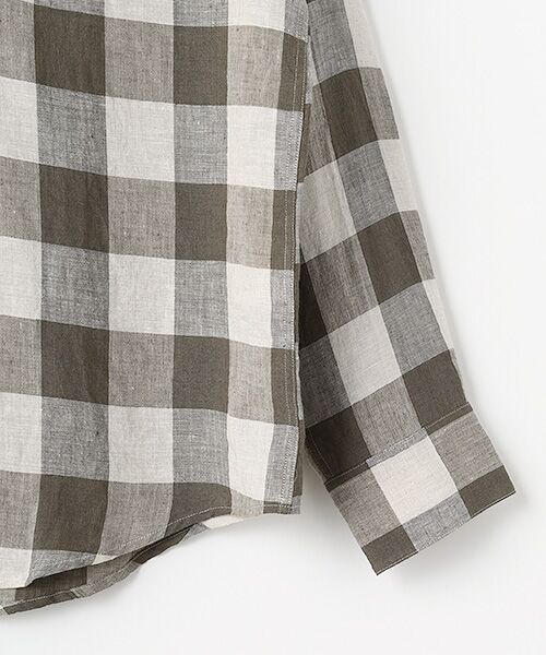 PAPAS / パパス シャツ・ブラウス | リネンシャンブレー ブロックチェックシャツ | 詳細3