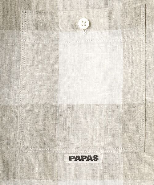 PAPAS / パパス シャツ・ブラウス | リネンシャンブレー ブロックチェックシャツ | 詳細5