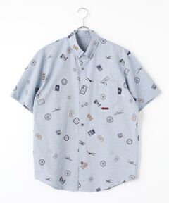 PAPAS / パパス シャツ・ブラウス | コットンサッカープリントシャツ【AIR PLANE&TAG】