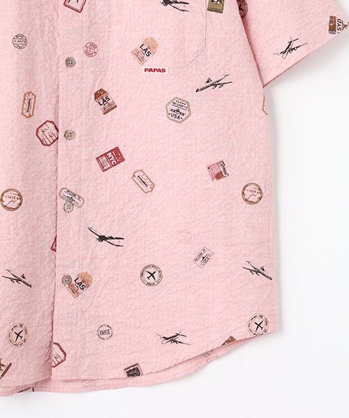 PAPAS / パパス シャツ・ブラウス | コットンサッカープリントシャツ【AIR PLANE&TAG】 | 詳細4