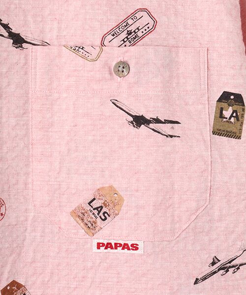 PAPAS / パパス シャツ・ブラウス | コットンサッカープリントシャツ【AIR PLANE&TAG】 | 詳細5
