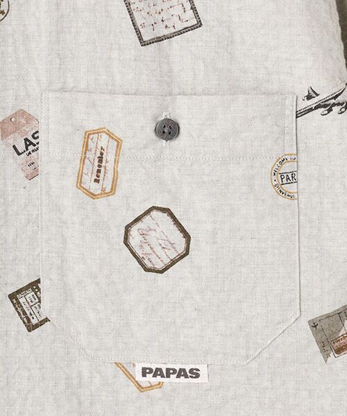 PAPAS / パパス シャツ・ブラウス | コットンサッカープリントシャツ【AIR PLANE&TAG】 | 詳細6