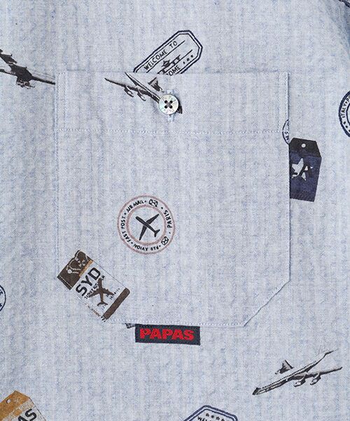 PAPAS / パパス シャツ・ブラウス | コットンサッカープリントシャツ【AIR PLANE&TAG】 | 詳細7