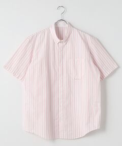 オックスジャガードロゴ ストライプシャツ