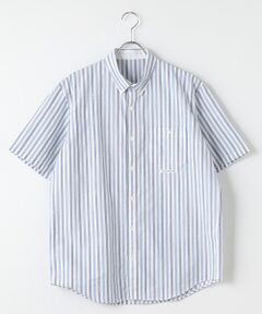 オックスジャガードロゴ ストライプシャツ