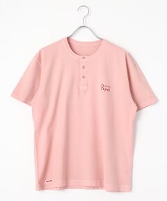 PAPAS / パパス Tシャツ | 天竺中白染め加工 ヘンリーネックTシャツ