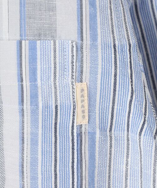 PAPAS / パパス シャツ・ブラウス | 綿麻リップルパッチワークドビー ストライプシャツ | 詳細4