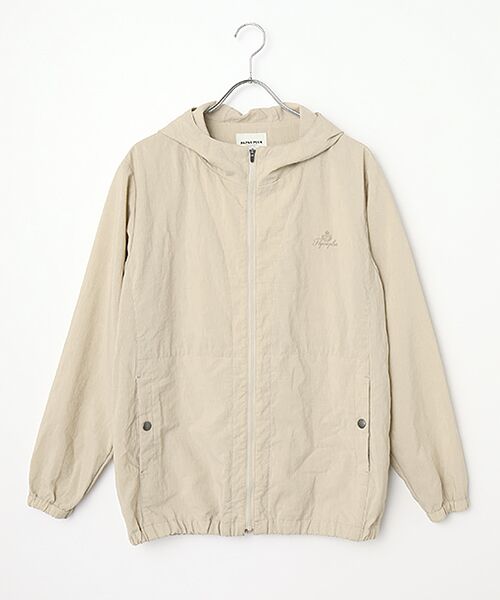PAPAS / パパス パーカー | ポリエステルストレッチクロス フードブルゾン（ライトベージュ）