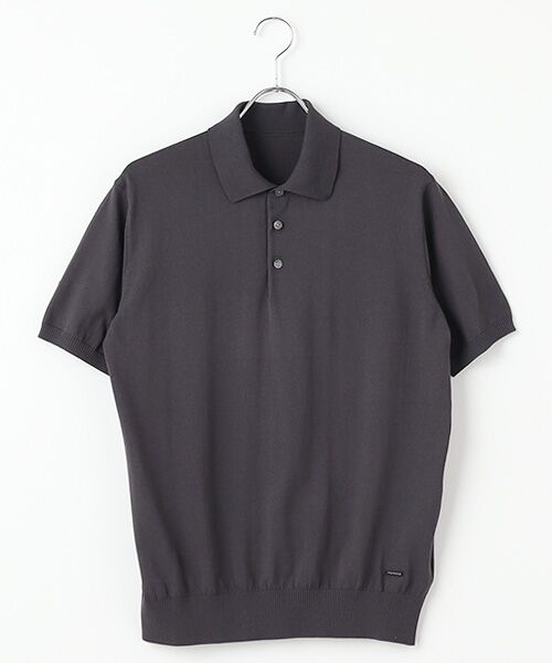 PAPAS/パパス コットン/ポリエステル16G ニットポロシャツ チャコール L PAPAS/パパス コットン/ポリエステル16G ニットポロシャツ チャコール L
