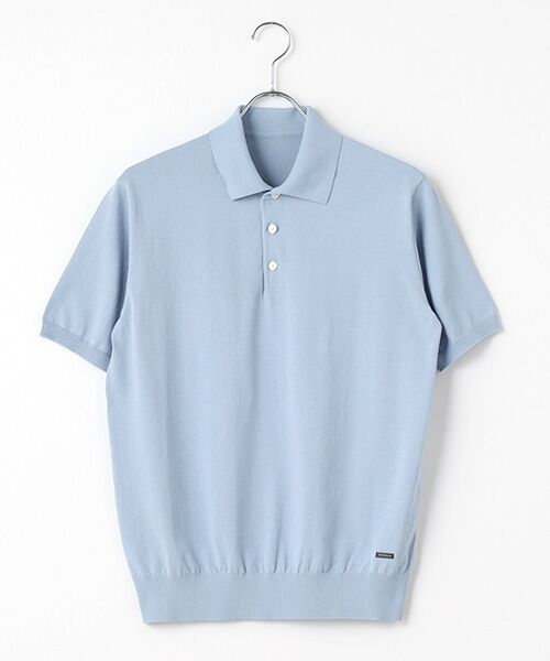PAPAS / パパス ポロシャツ | コットン/ポリエステル16G ニットポロシャツ（ブルー）