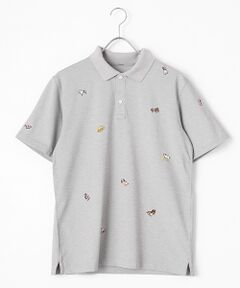 PAPAS / パパス ポロシャツ | ポリエステル鹿の子 飛び柄刺繍ポロシャツ