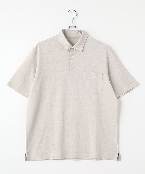 PAPAS/パパス ウォッシャブルリネンプレーテイング ポロシャツ ベージュ M PAPAS/パパス ウォッシャブルリネンプレーテイング ポロシャツ ベージュ M