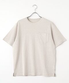 PAPAS / パパス Tシャツ | ウォッシャブルリネンプレーテイング Tシャツ