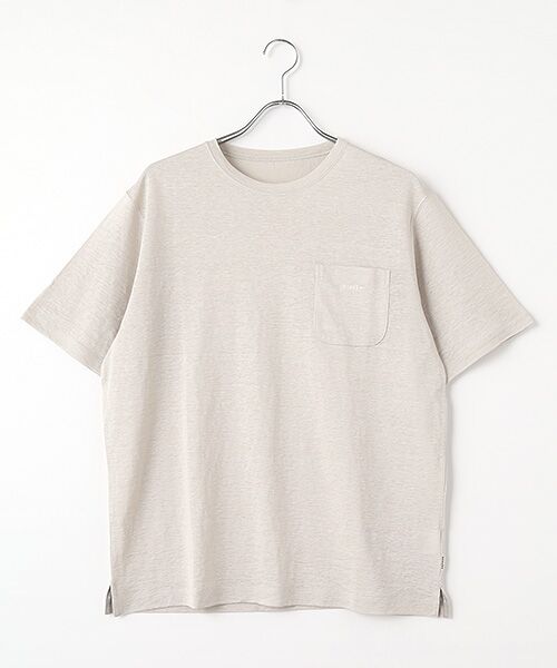 PAPAS/パパス ウォッシャブルリネンプレーテイング Tシャツ ベージュ L PAPAS/パパス ウォッシャブルリネンプレーテイング Tシャツ ベージュ L