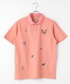 PAPAS / パパス ポロシャツ | クールマックス交編鹿の子 飛び柄刺繍ポロシャツ