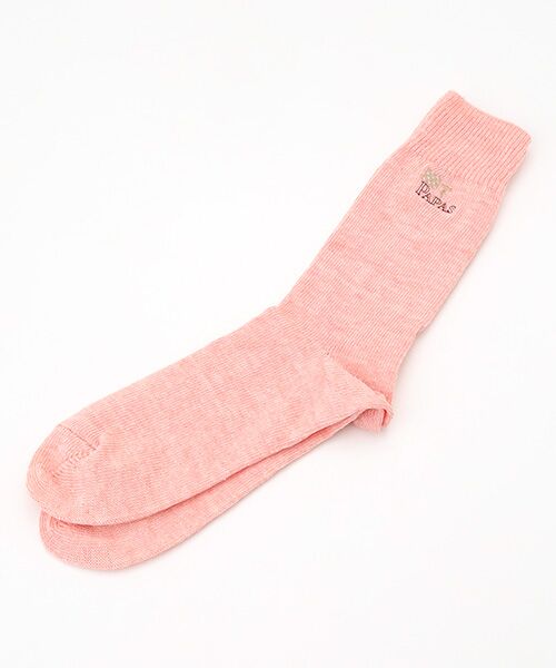 PAPAS/パパス リネンソックス【イカリ+ロゴ】 ピンク F PAPAS/パパス リネンソックス【イカリ+ロゴ】 ピンク F