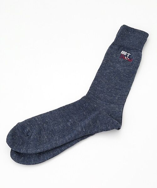 PAPAS/パパス リネンソックス【イカリ+ロゴ】 インディゴ F PAPAS/パパス リネンソックス【イカリ+ロゴ】 インディゴ F