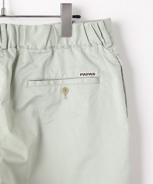 パパス Papas 薄手 コットンリネン ストレッチパンツ 2X グレー 夏季用 パパスPapas コットンリネン混ストレッチテーパードパンツ