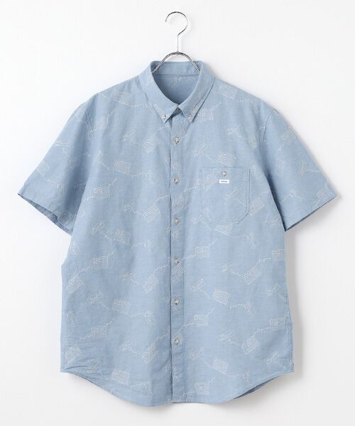 PAPAS/パパス ダンガリー刺繍半袖シャツ【U.S.A】 サックスブルー M PAPAS/パパス ダンガリー刺繍半袖シャツ【U.S.A】 サックスブルー M